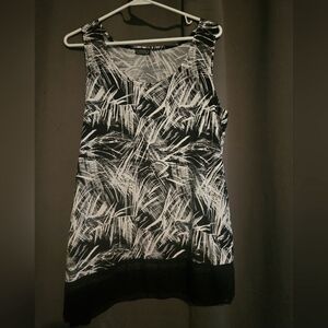 Black and white work blouse tank top, size L